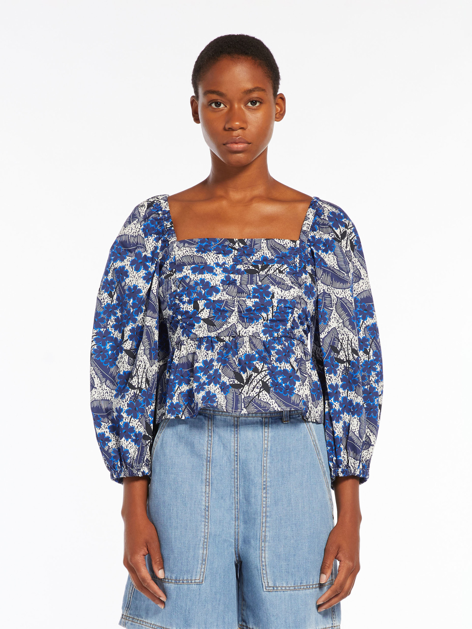 Weekend Max Mara Floral Printed Blouse In Blue