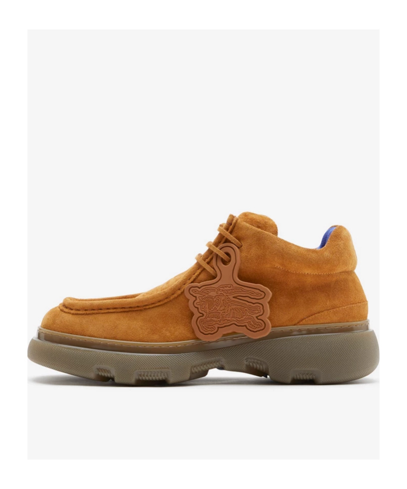 Burberry Suede Wallabee Shoes With Rubber Sole In Brown