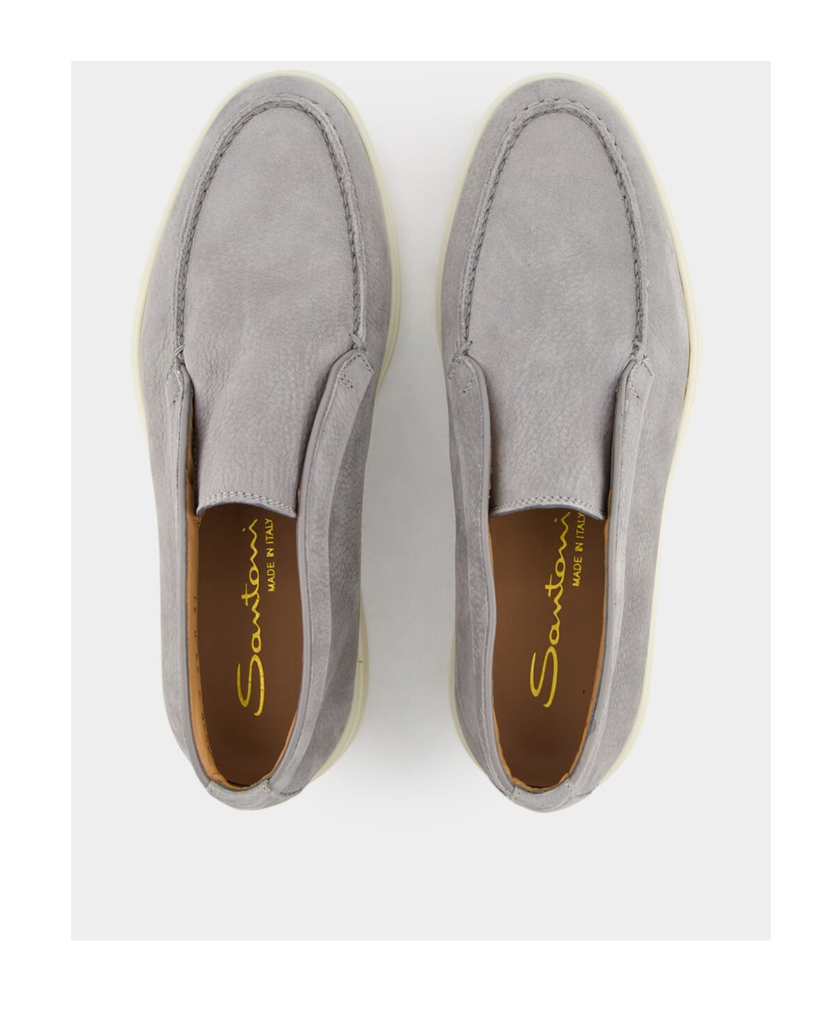 Santoni Tonal-stitching Leather Loafers In Gray