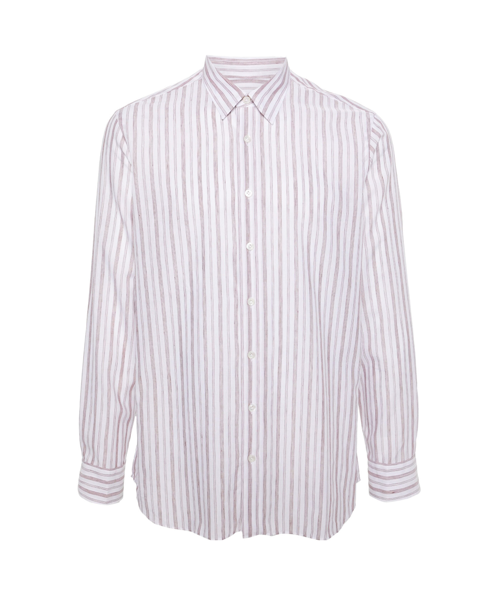 Lardini Halo-stripe Classic-collar Shirt In White