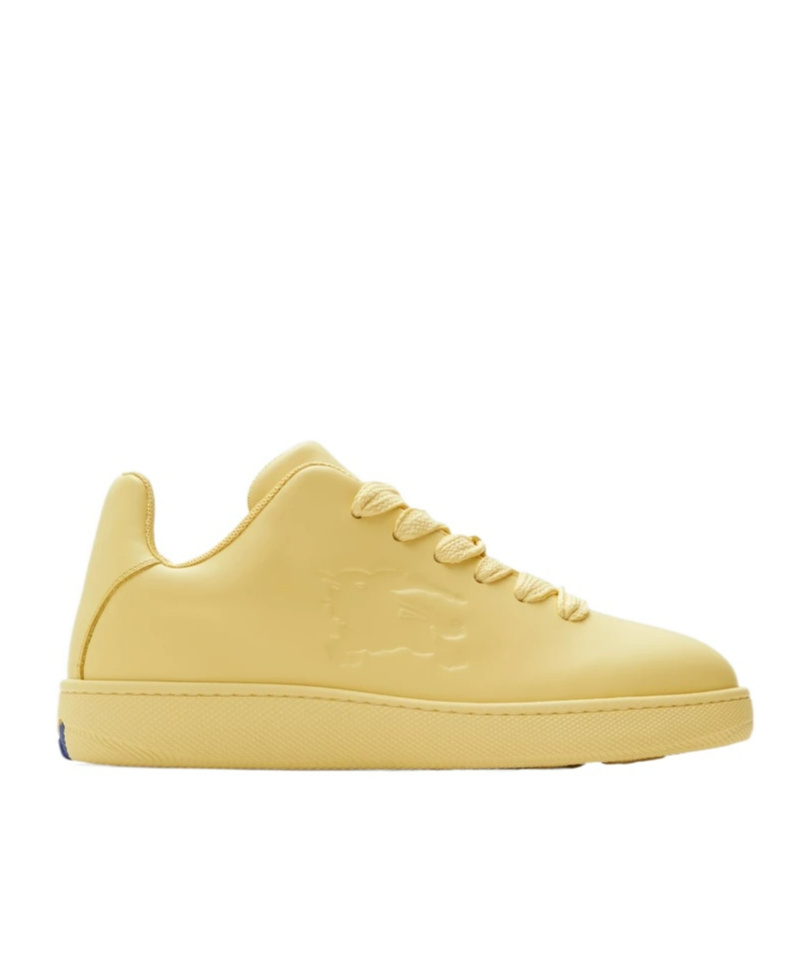 Burberry Yellow Leather Box Sneakers In Nude