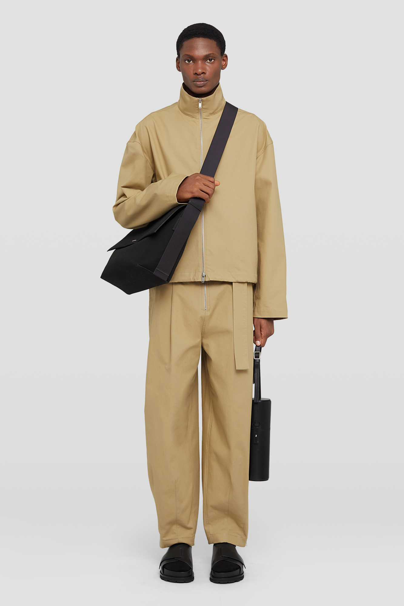 Jil Sander Belted Wide-leg Trousers In Nude