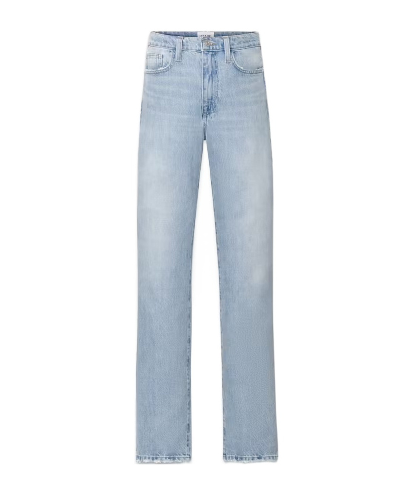 FRAME HIGH WAIST ZIPPER DENIM TROUSERS
