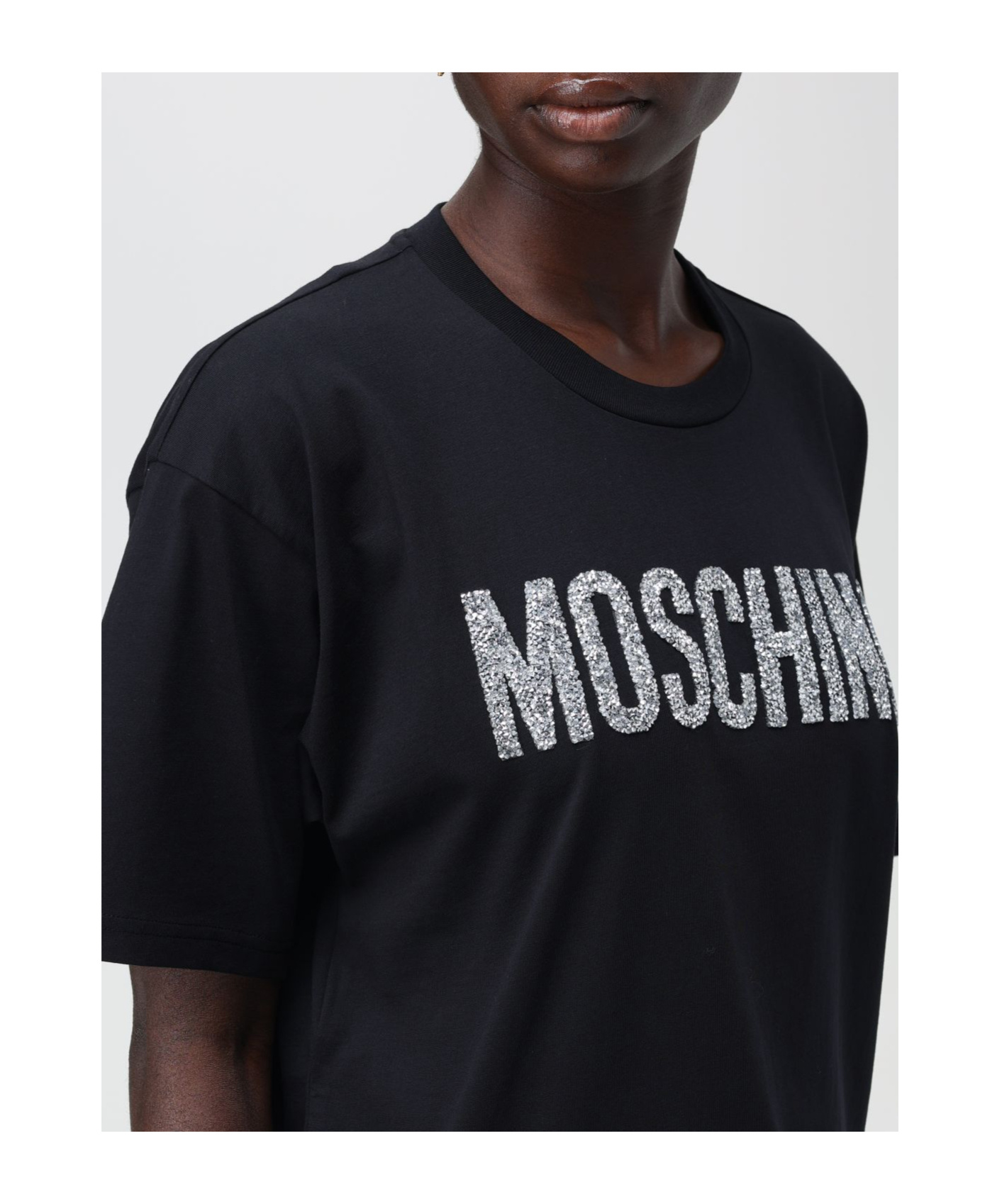 Moschino Black Organic Cotton Jersey T-shirt In Black