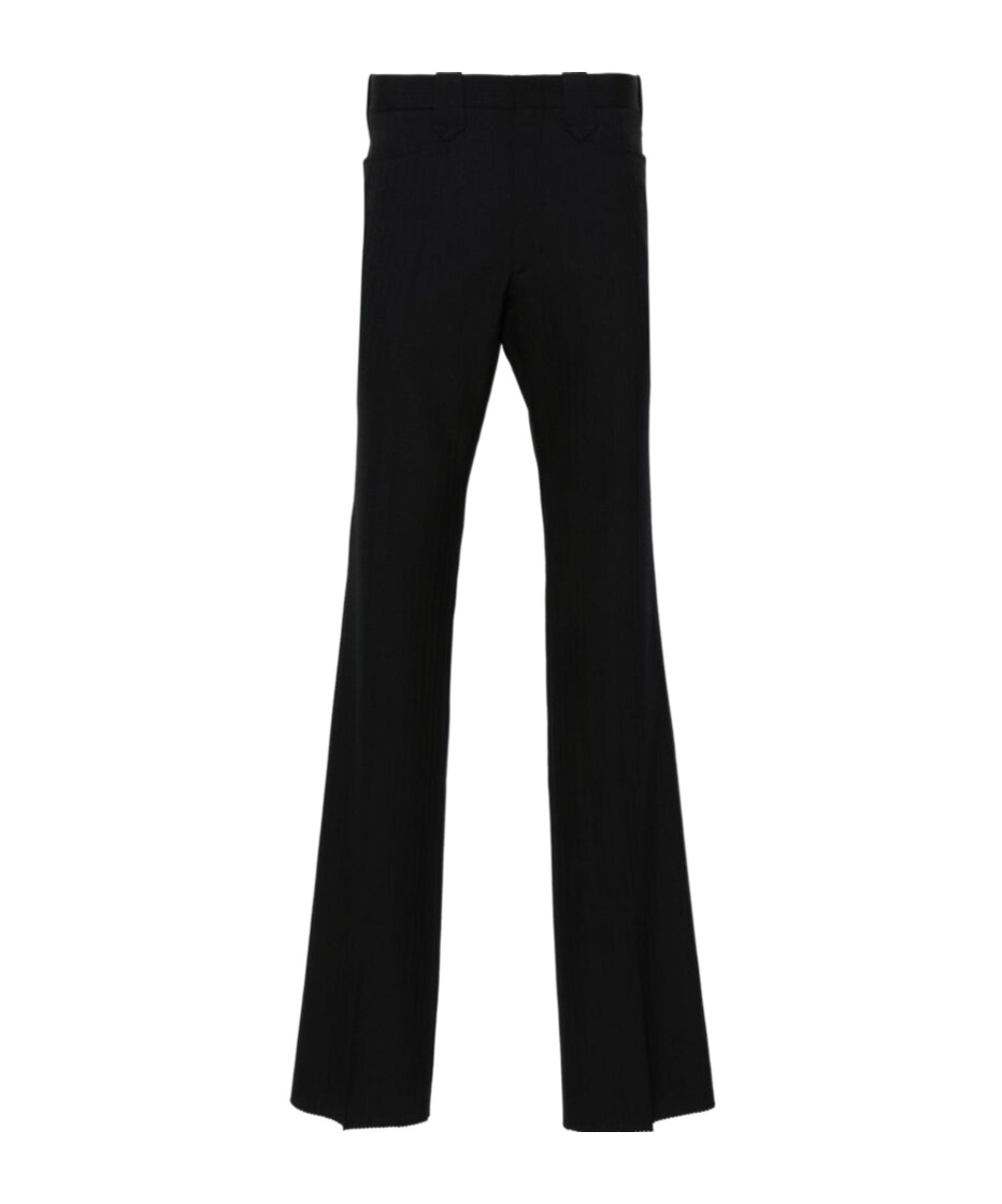 Maison Margiela Herringbone-pattern Wool Trousers In Black