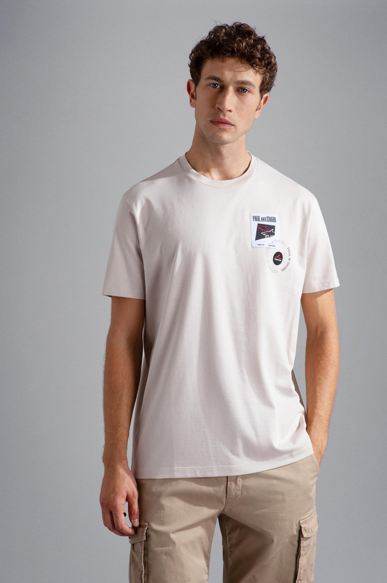 Shop Paul & Shark Logo-patch Cotton T-shirt In Nude
