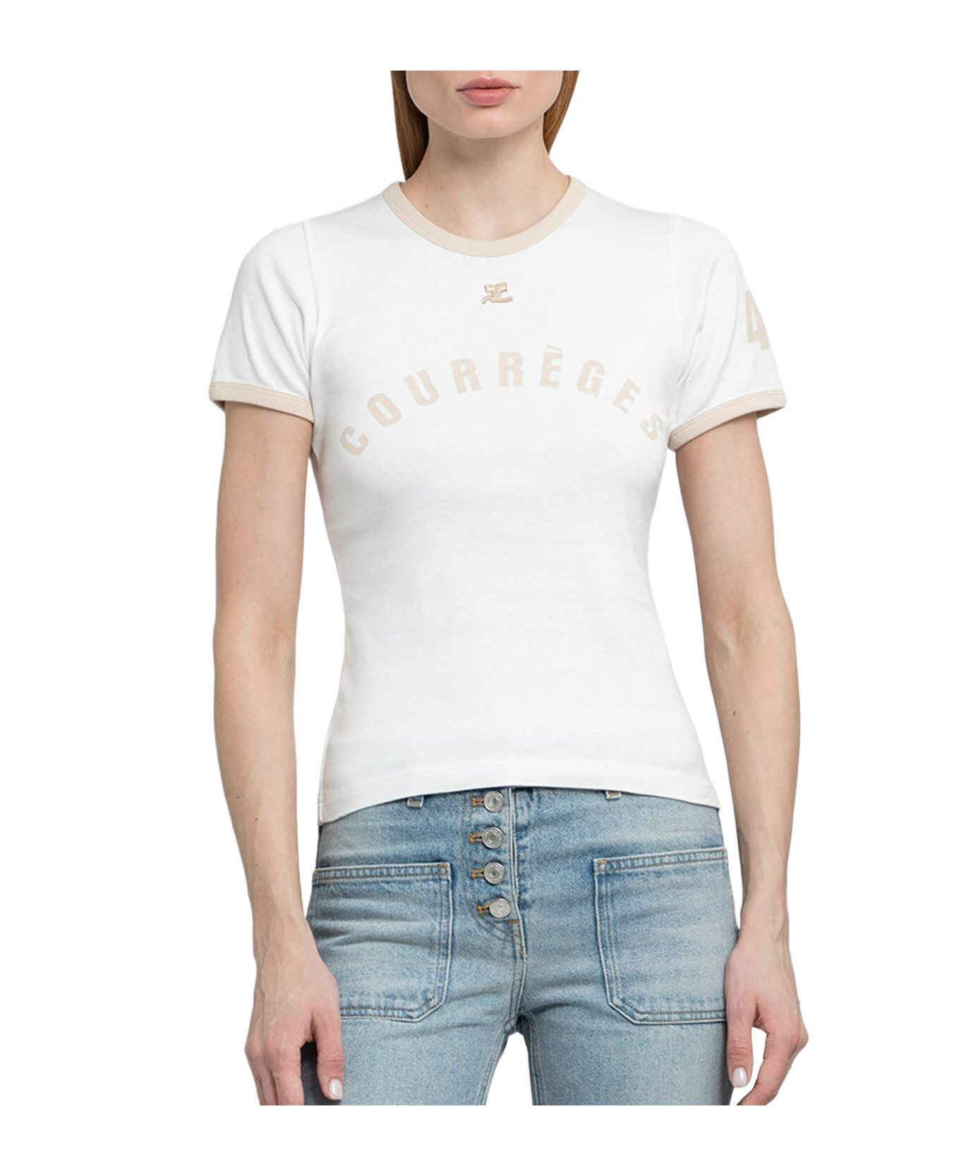 Courrèges Short-sleeved Printed T-shirt In White