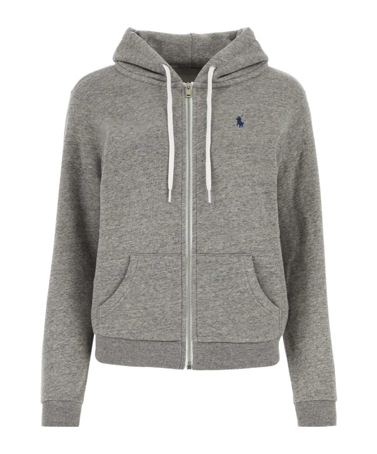 Polo Ralph Lauren Hooded Cotton Sweatshirt Front Pockets In Gray