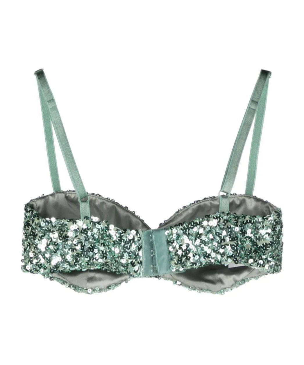Moschino Sequined Sweetheart-neck Bra In Green