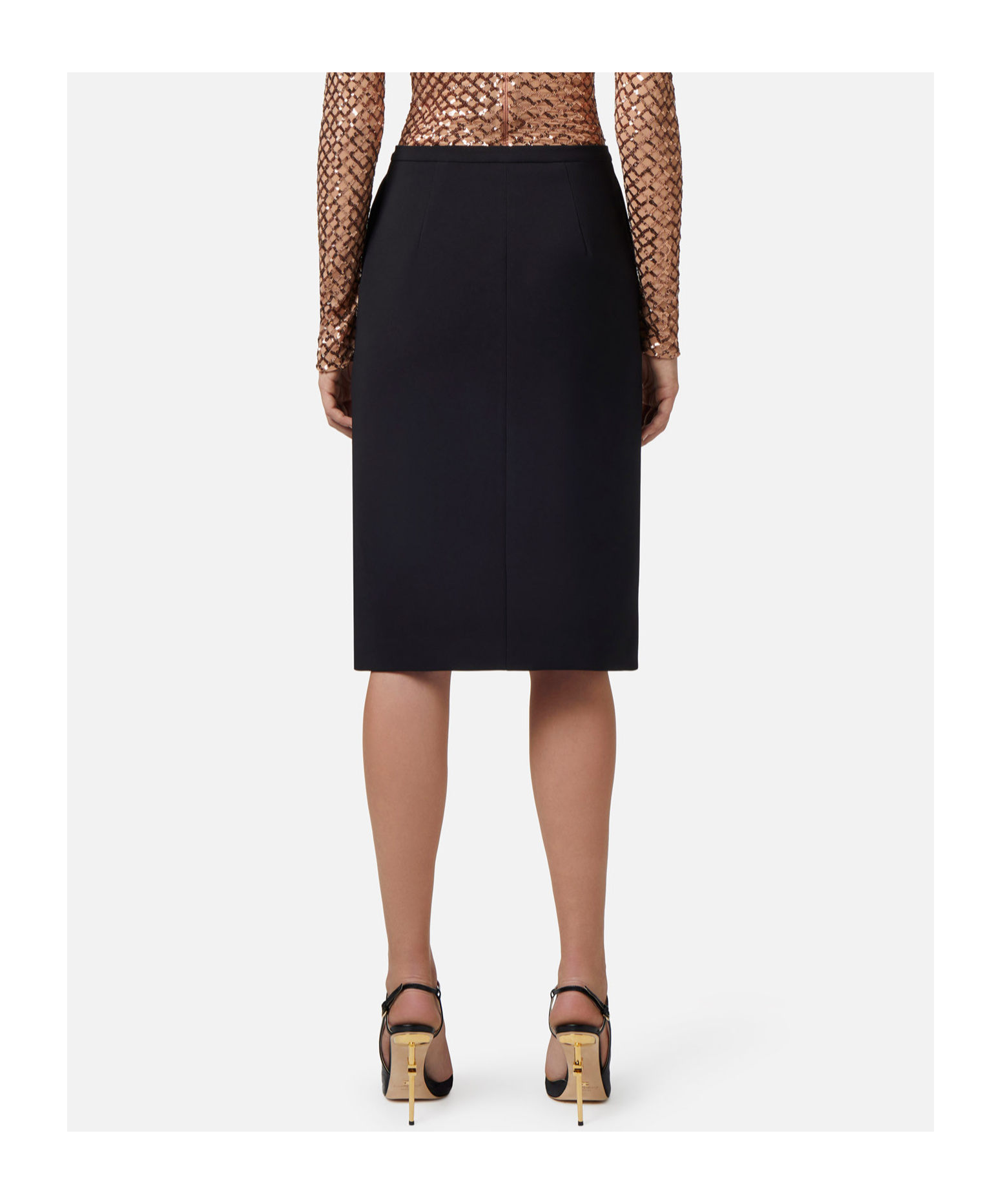 Elisabetta Franchi Slit Skirt In Black
