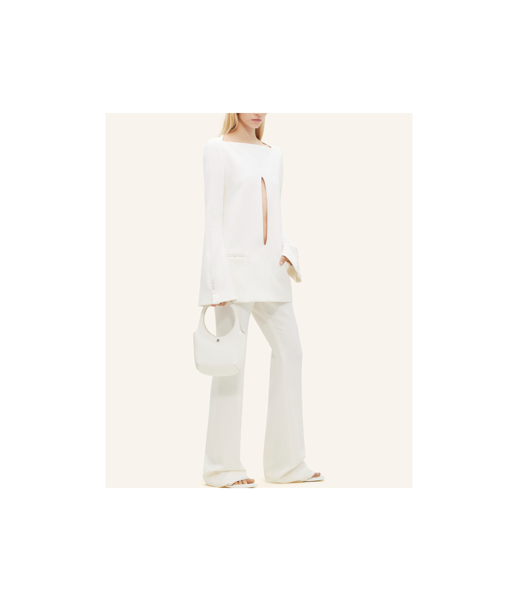 Courrèges Smooth Leather Tote Bag With Rounded Handle In White