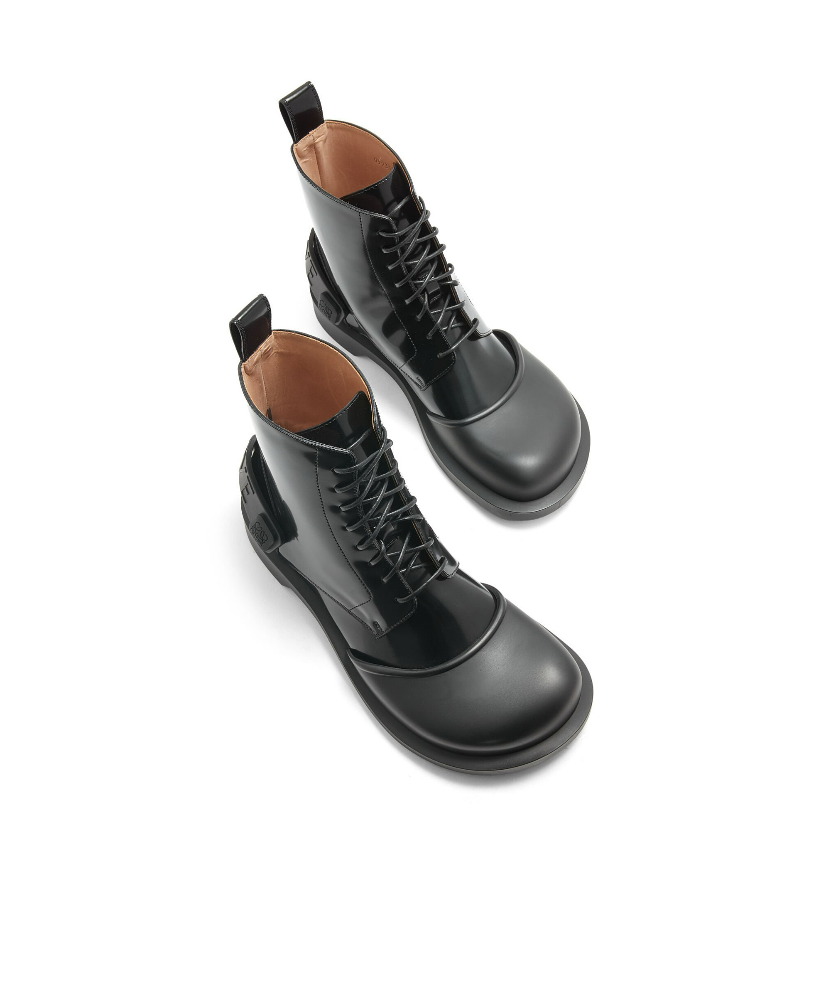 Loewe Campo Lace-up Leather Boots In Black