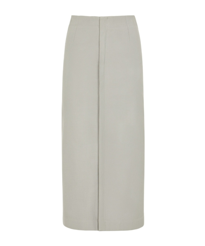 Fendi Embroidered-logo Midi Skirt In Gray