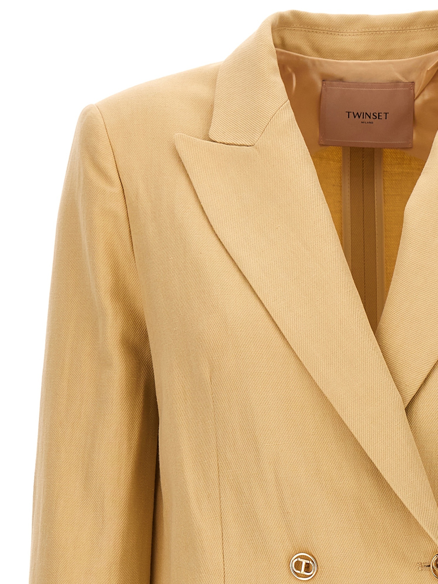 Shop Twinset Long Sleeved Lapel Suit Jacket In Nude