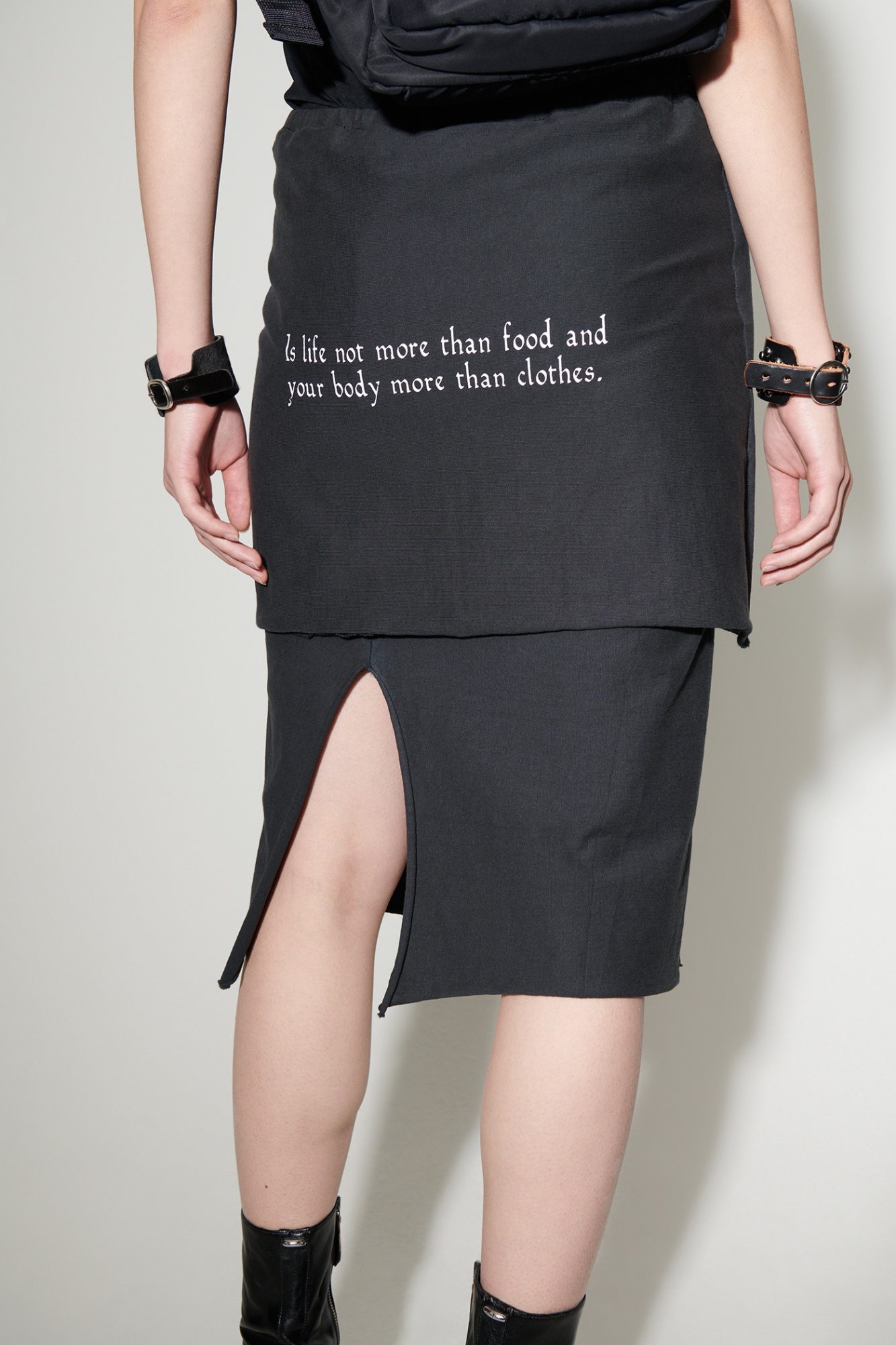 Shop Our Legacy Layered Hand-print Cotton Skirt In Black