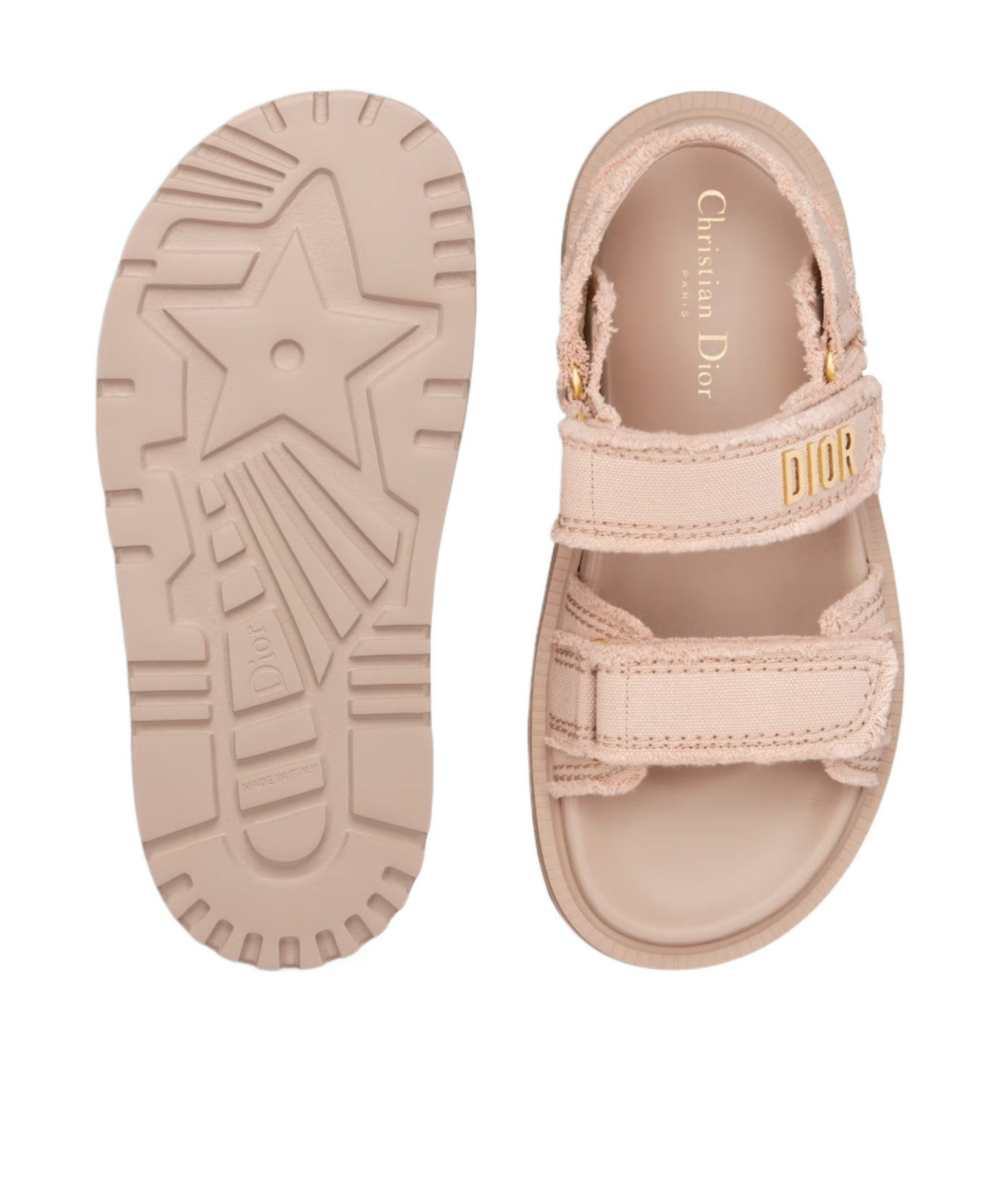Dior Act Open Toe Flat Sandals In Nude