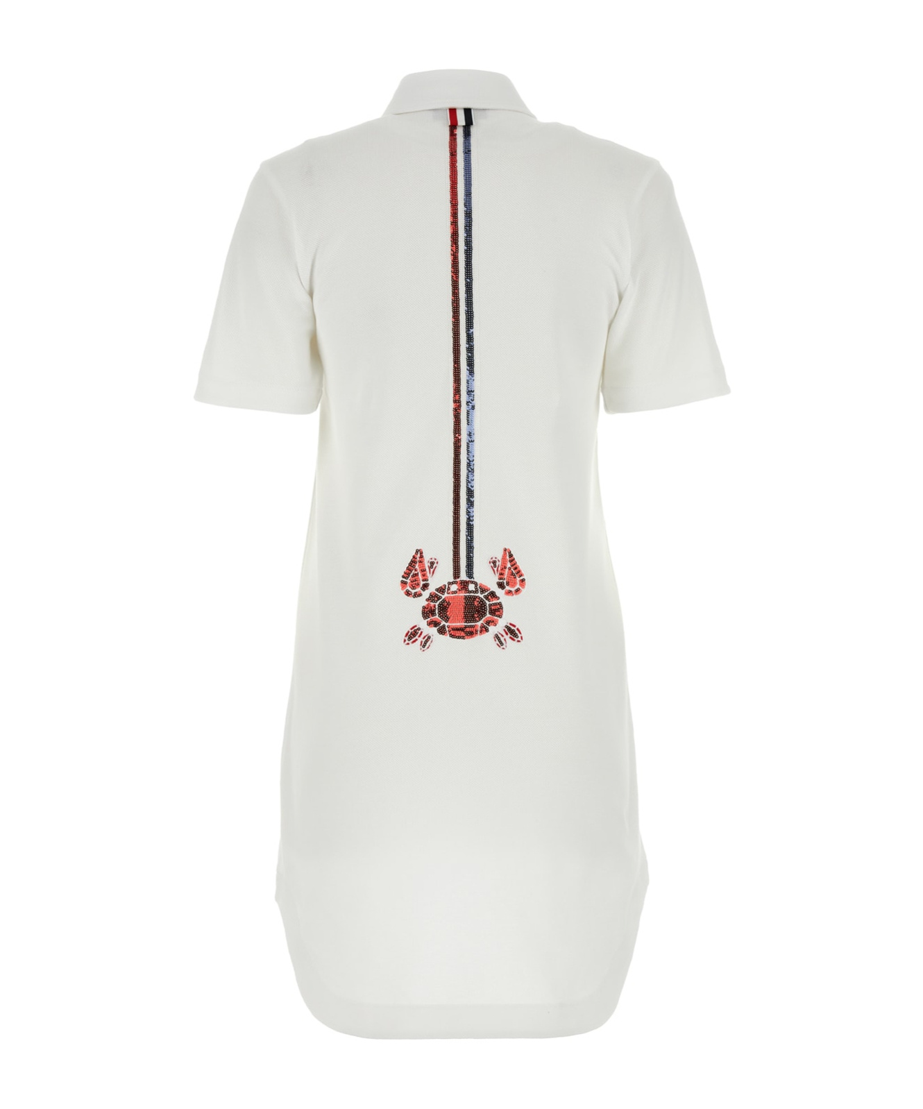 Thom Browne Sequin Embellished Mini Shirt Dress In White
