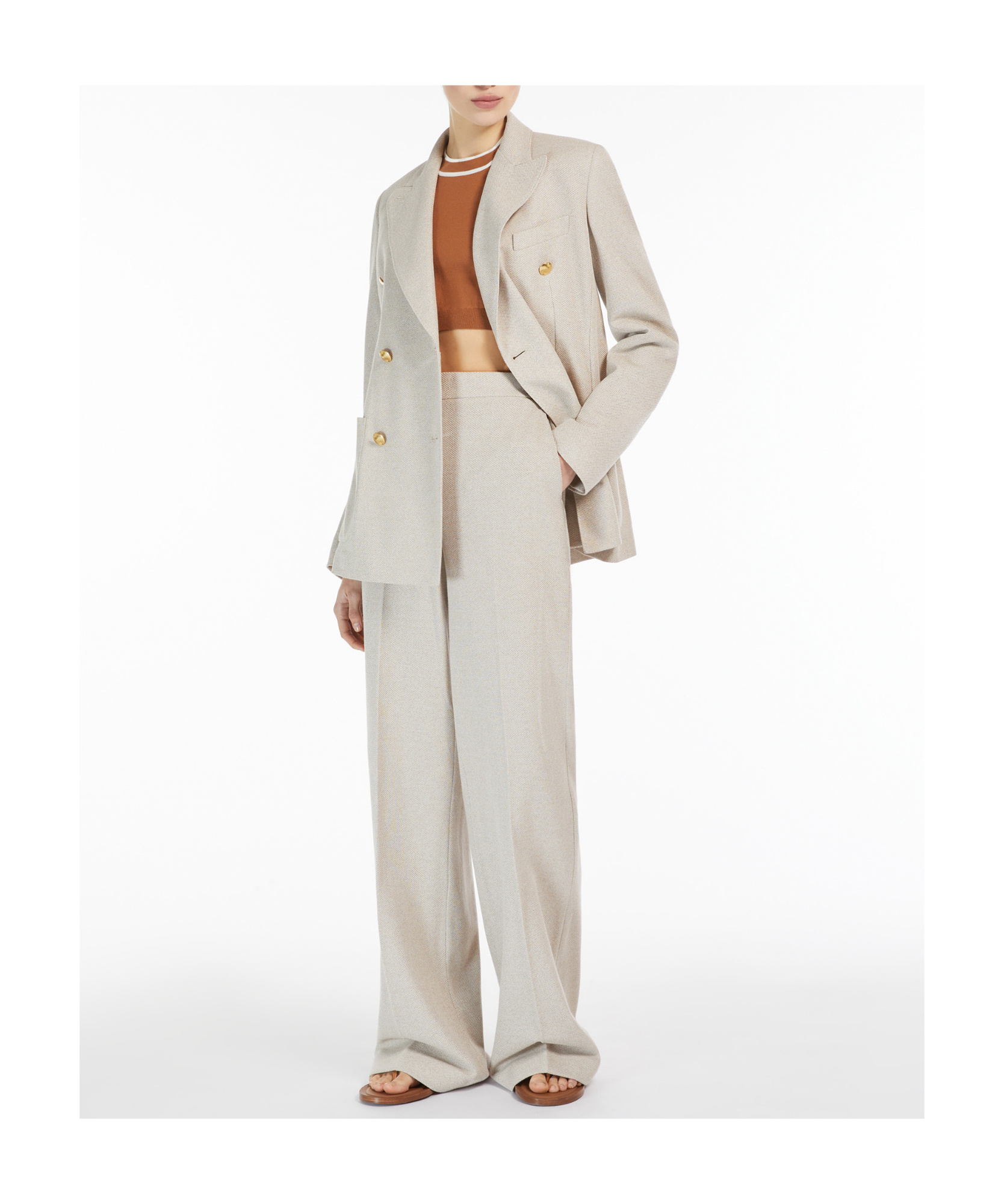Max Mara Double-breasted Suit Jacket In White