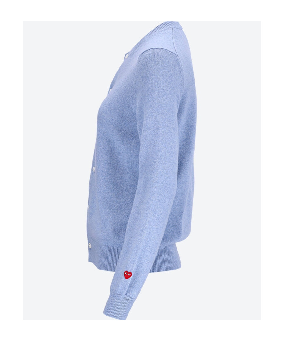 Comme Des Garçons Light Blue Small Heart Cardigan In Blue