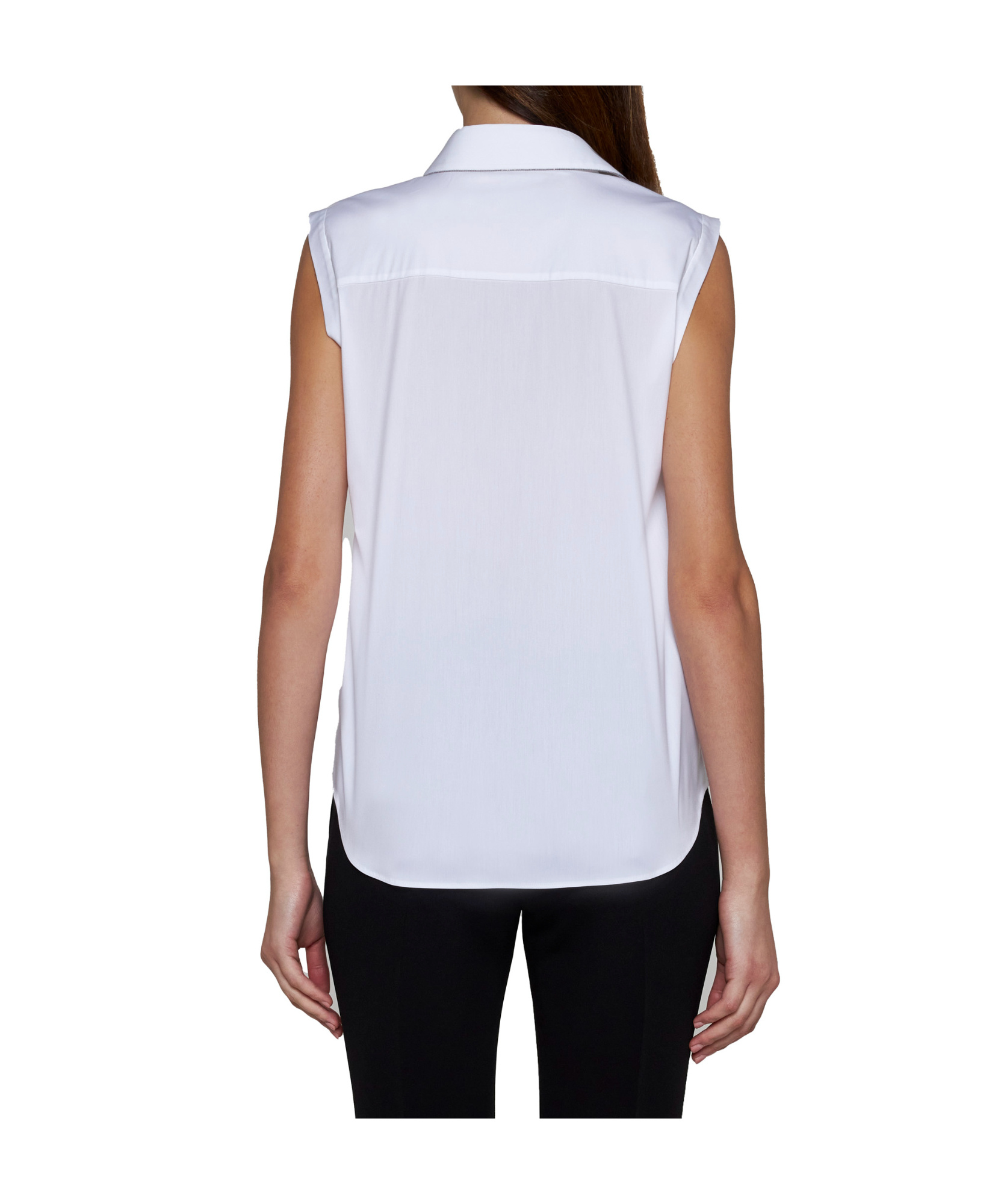 Shop Brunello Cucinelli Sleeveless Button-up Shirt In White