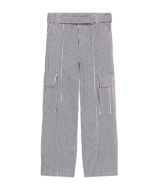 Kenzo Straight-cut Striped Army Jeans In Gray