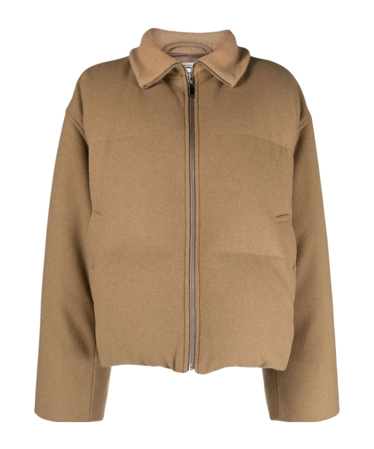 Totême Quilted Padded Wool-blend Flannel Jacket In Brown