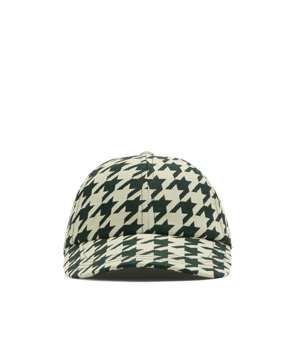 Burberry Houndstooth-pattern Cotton Cap In Green