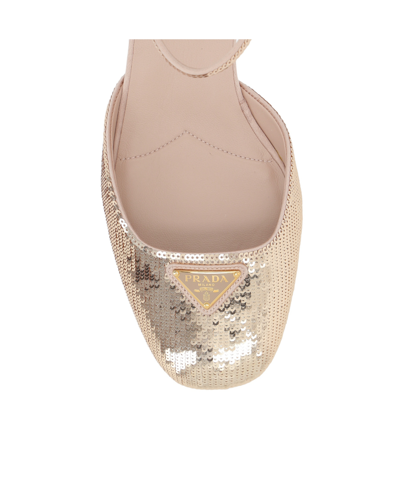 Prada Pink Sequined Pumps In Nude