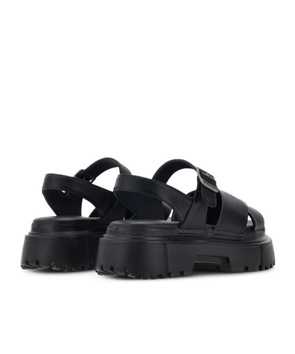 Hogan Leather Sandal With Midsole Sandals In Black