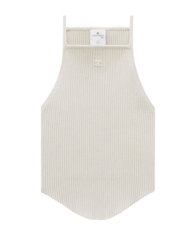 Shop Courrèges Holistic Ribbed-knit Top In White