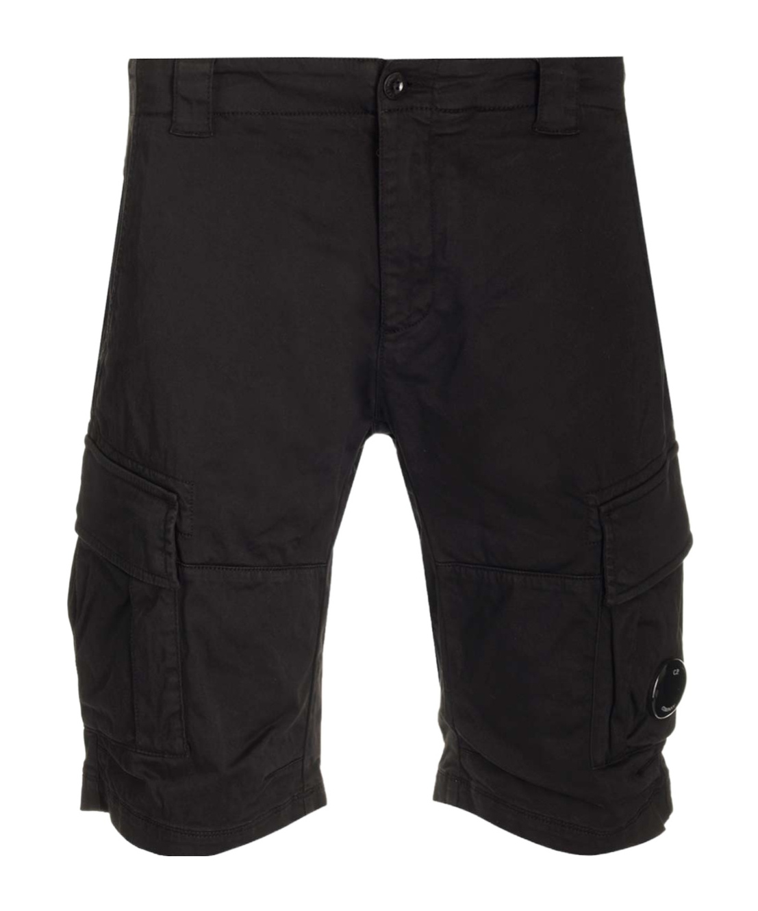C.p. Company Fleece Cargo Bermuda Shorts Pockets In Black