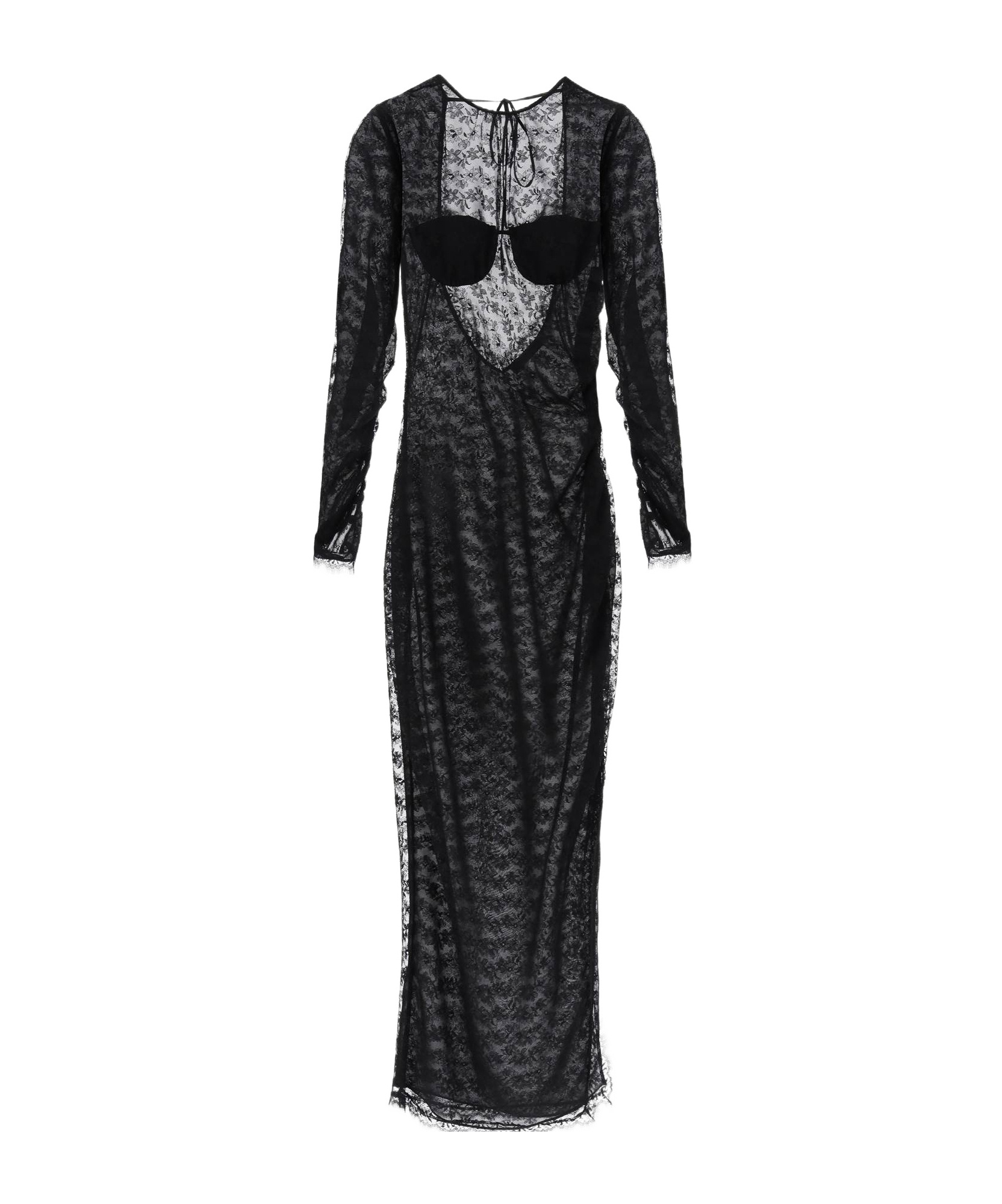 Alessandra Rich Open-back Silk Lace Dress In Black