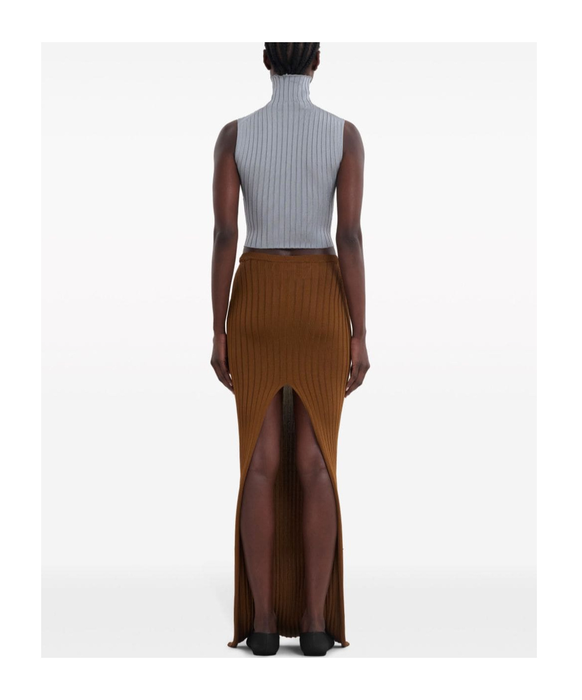 Marni Ribbed-knit Maxi Skirt In Brown