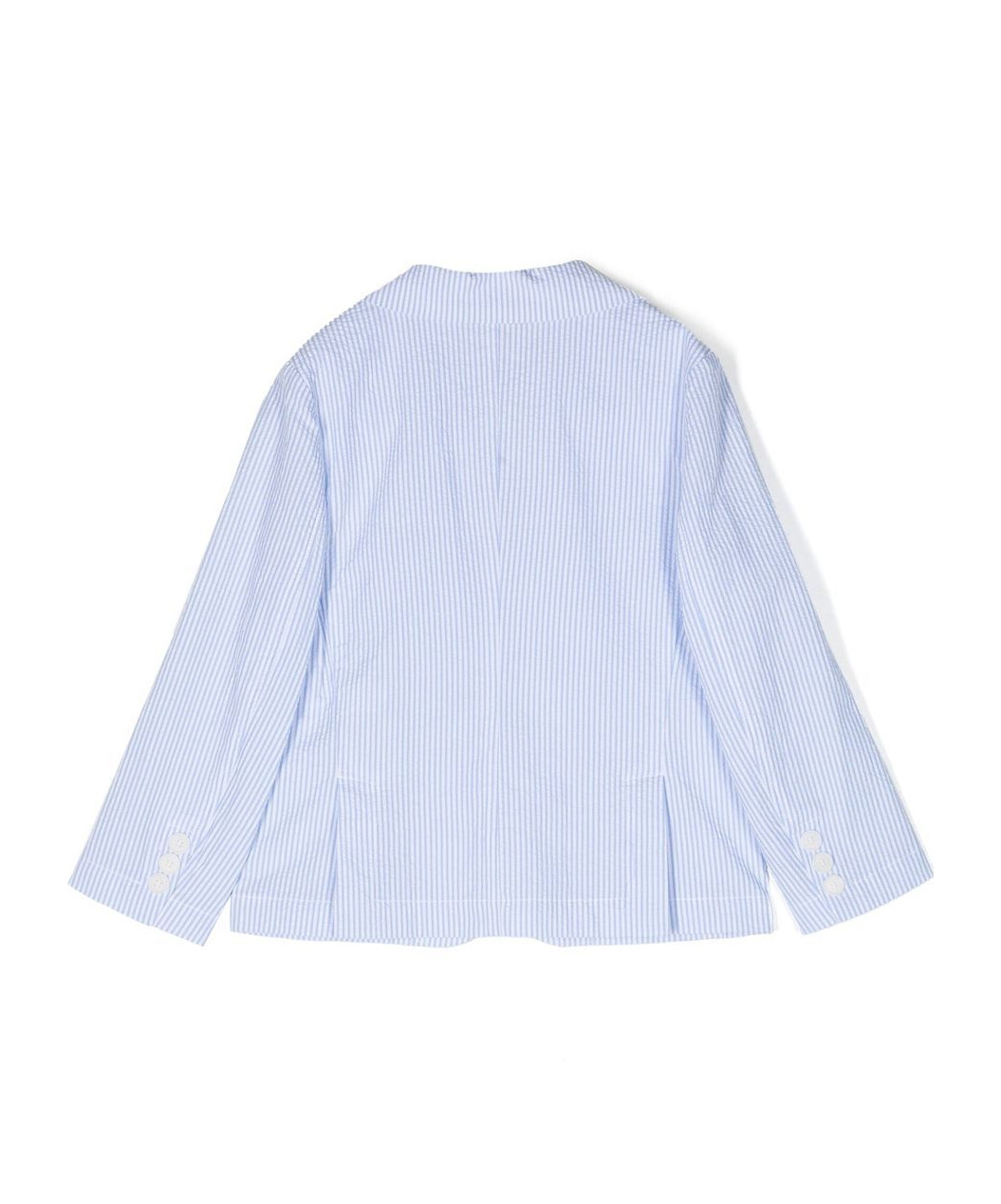 Il Gufo Boys Blue Striped Cotton Seersucker Blazer In Blue