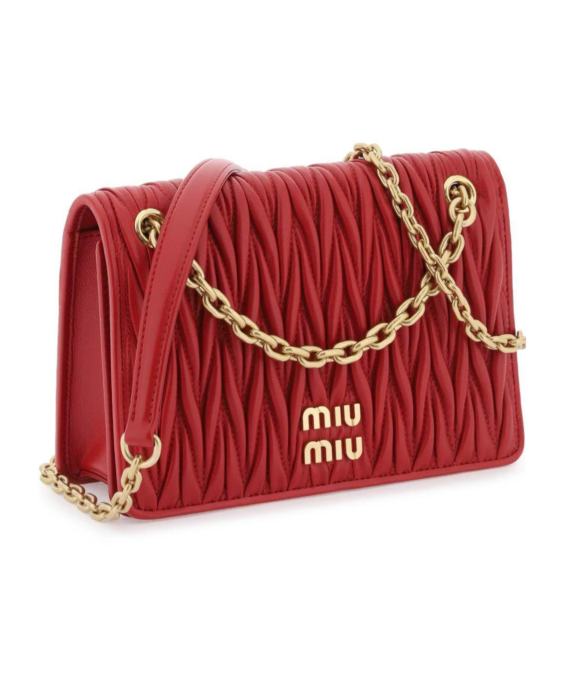 Miu Miu Logo Shoulder Bag In Red