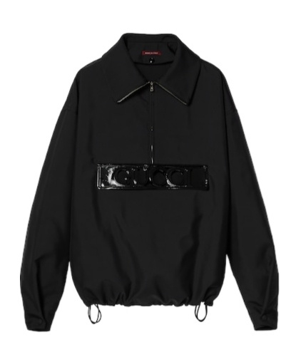 Gucci Embossed-logo Half-zip Sweatshirt In Black