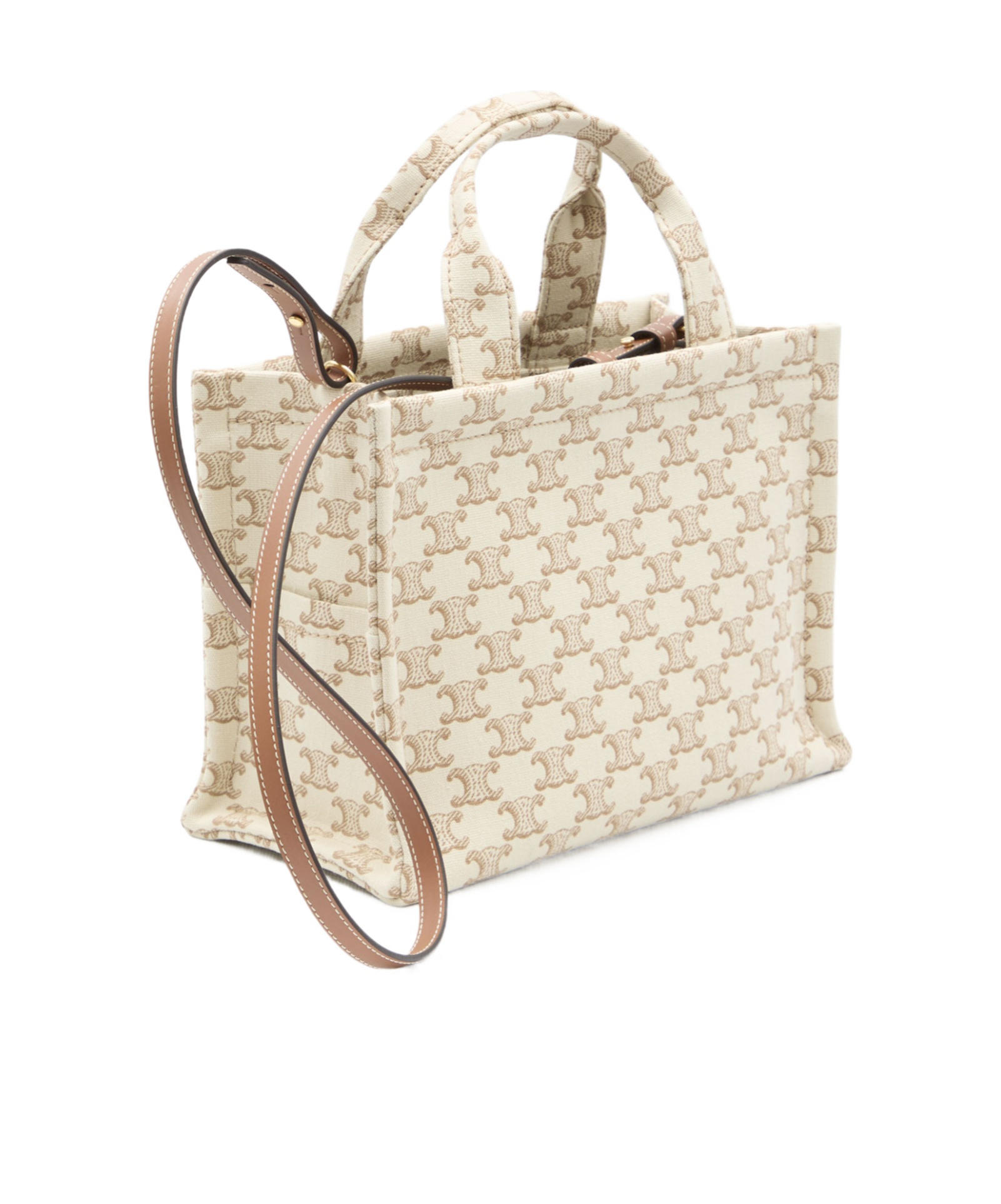 Celine Double Handle Trumpet Shoulder Bag In Nude