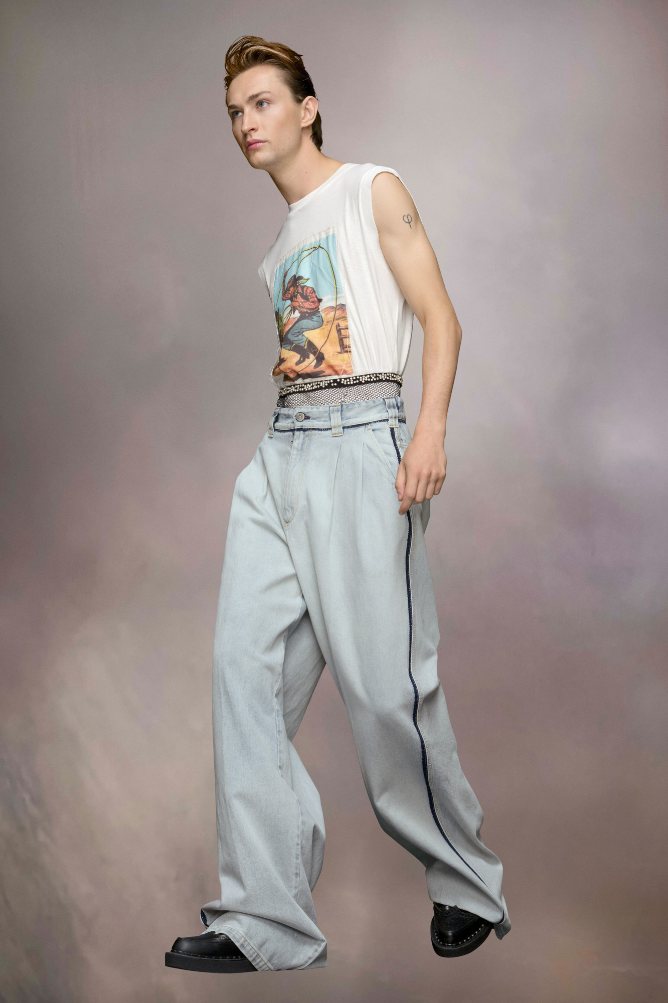 MAISON MARGIELA MAISON MARGIELA MEMORY WIDE-LEG PLEATED JEANS