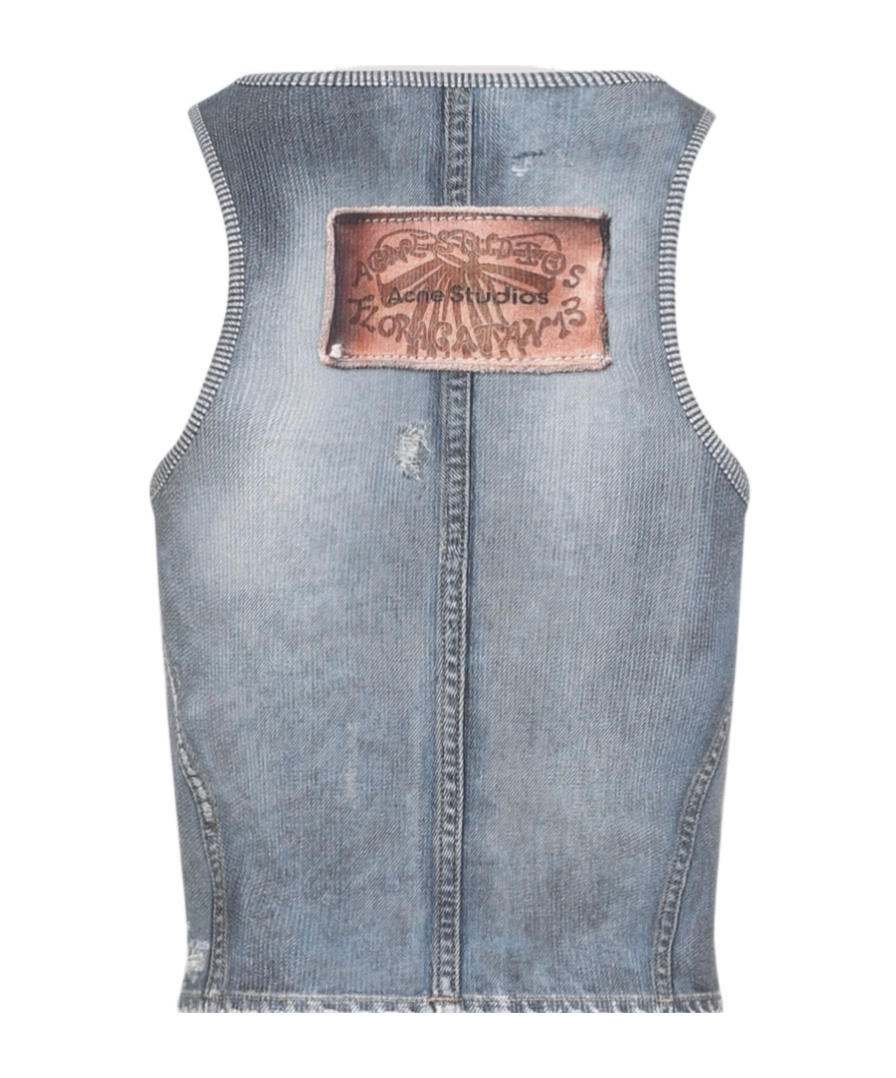ACNE STUDIOS DISTRESSED DENIM-EFFECT COTTON TOP