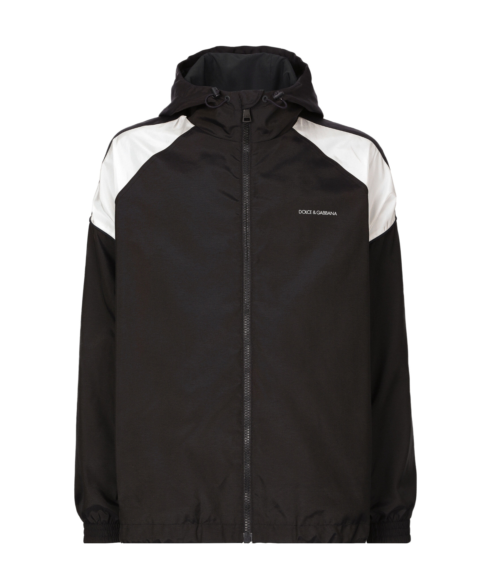 Dolce & Gabbana Technical Fabric Jacket With Logo Print In Black
