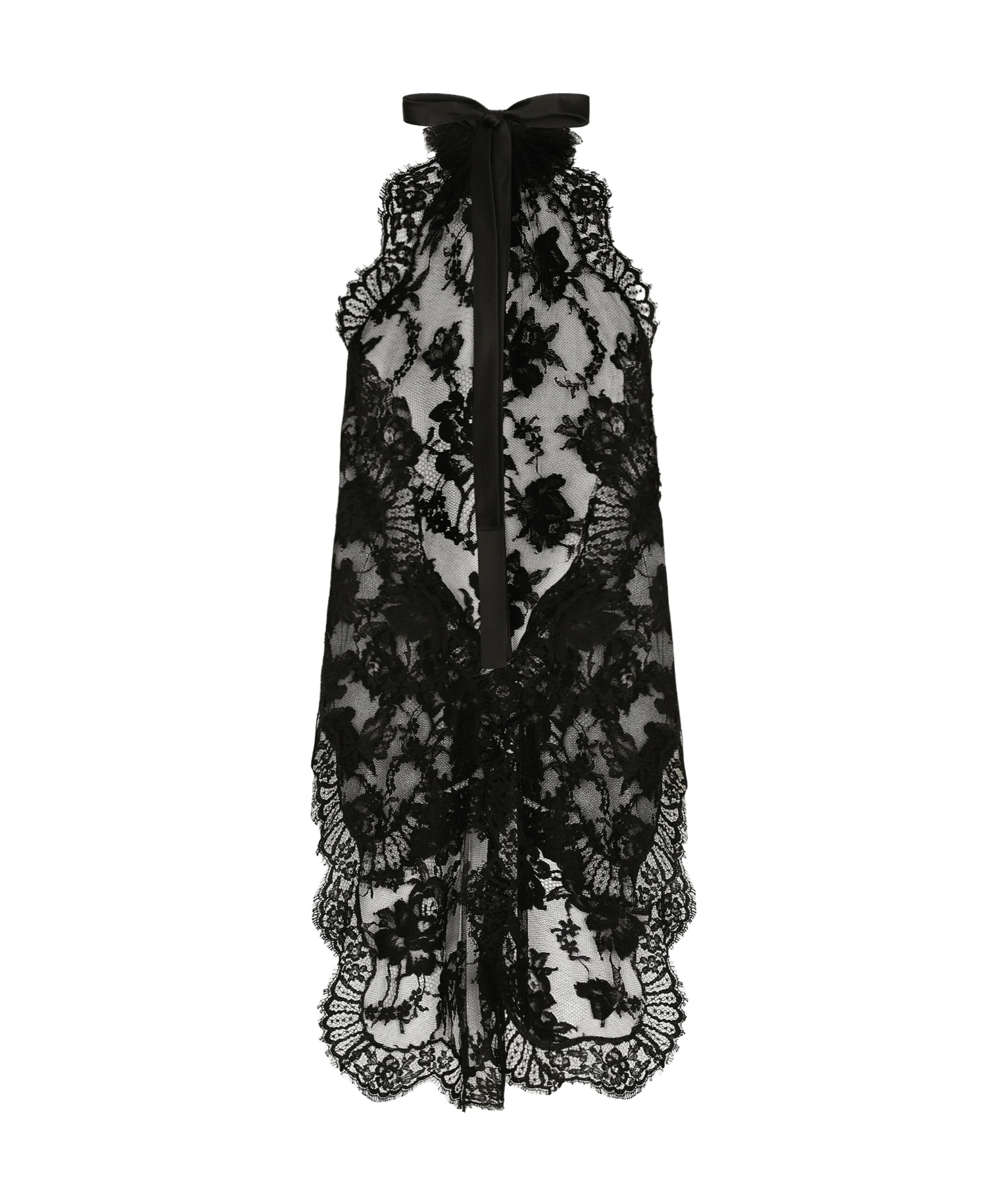 DOLCE & GABBANA DOLCE  GABBANA FLOWER DETAILED ASYMMETRICAL LACE TOP