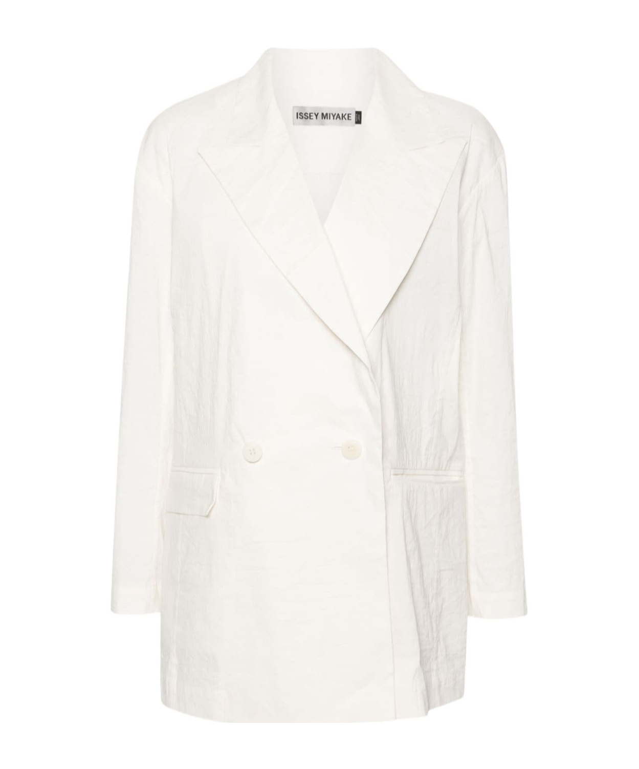Issey Miyake Shaped Membrane Double-breasted Blazer In White