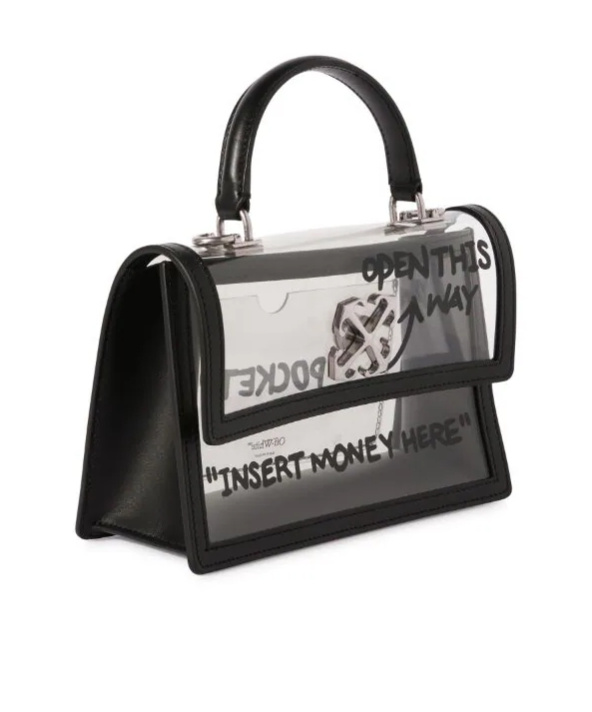 Off-white Jitney 1.4 Transparent-design Tote Bag In Black