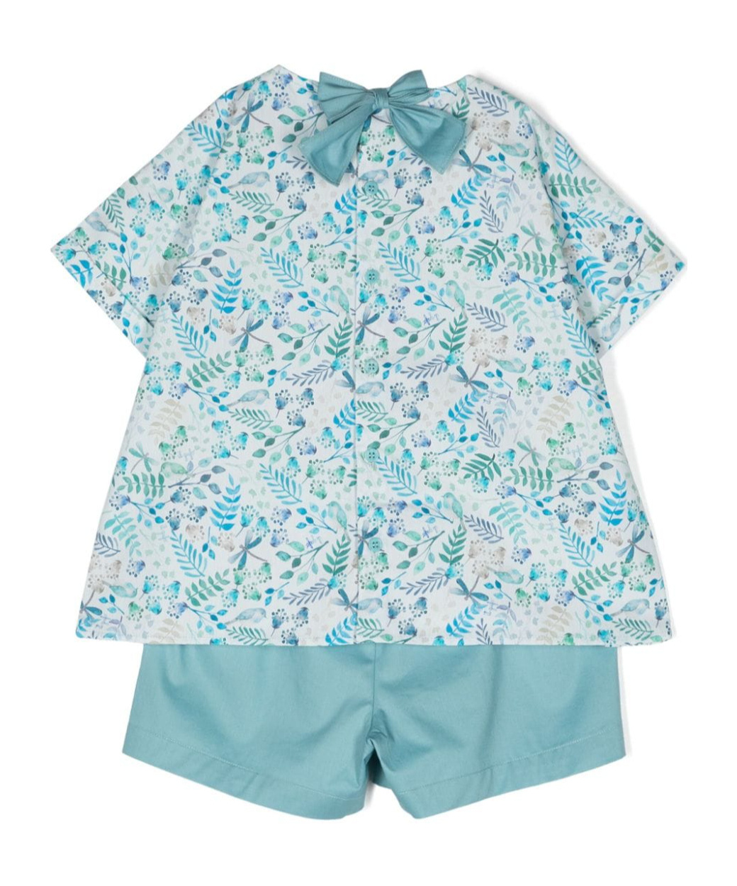 Il Gufo Floral-print T-shirt And Shorts Set In Blue