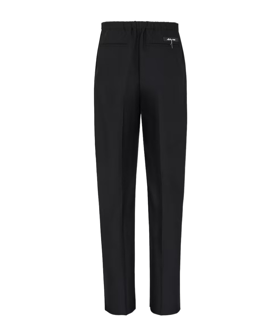 Fendi Virgin-wool Tapered Trousers In Black