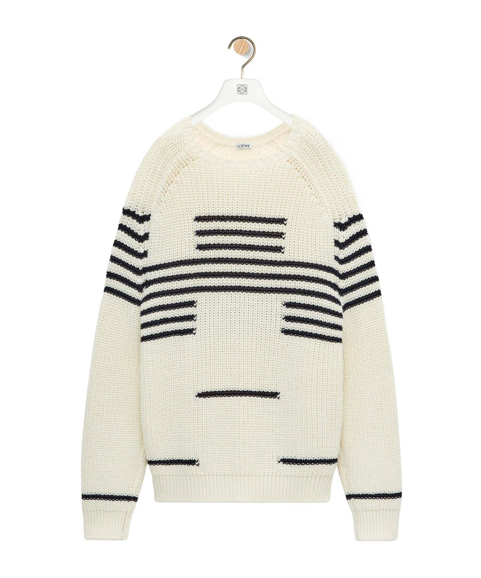 Loewe Ivory Wool Blend Sweater In Black