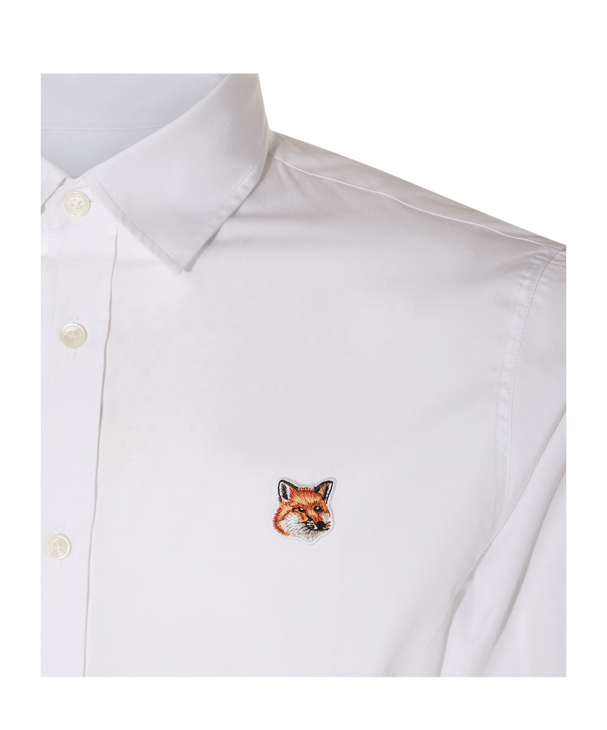 Shop Maison Kitsuné Fox-patch Cotton Shirt In White