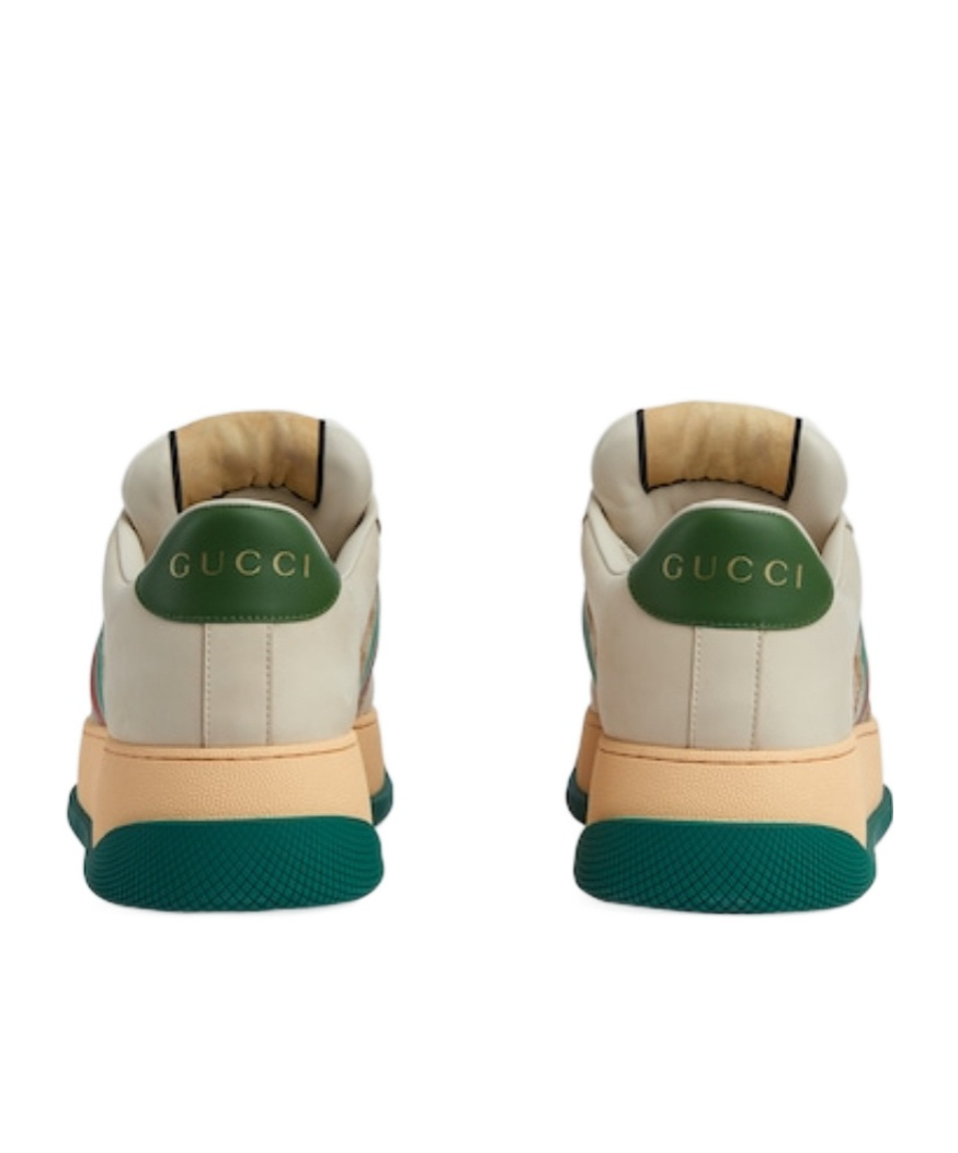 Gucci Gg Original Fabric And Leather Sneakers With Lateral Web Band In Multi