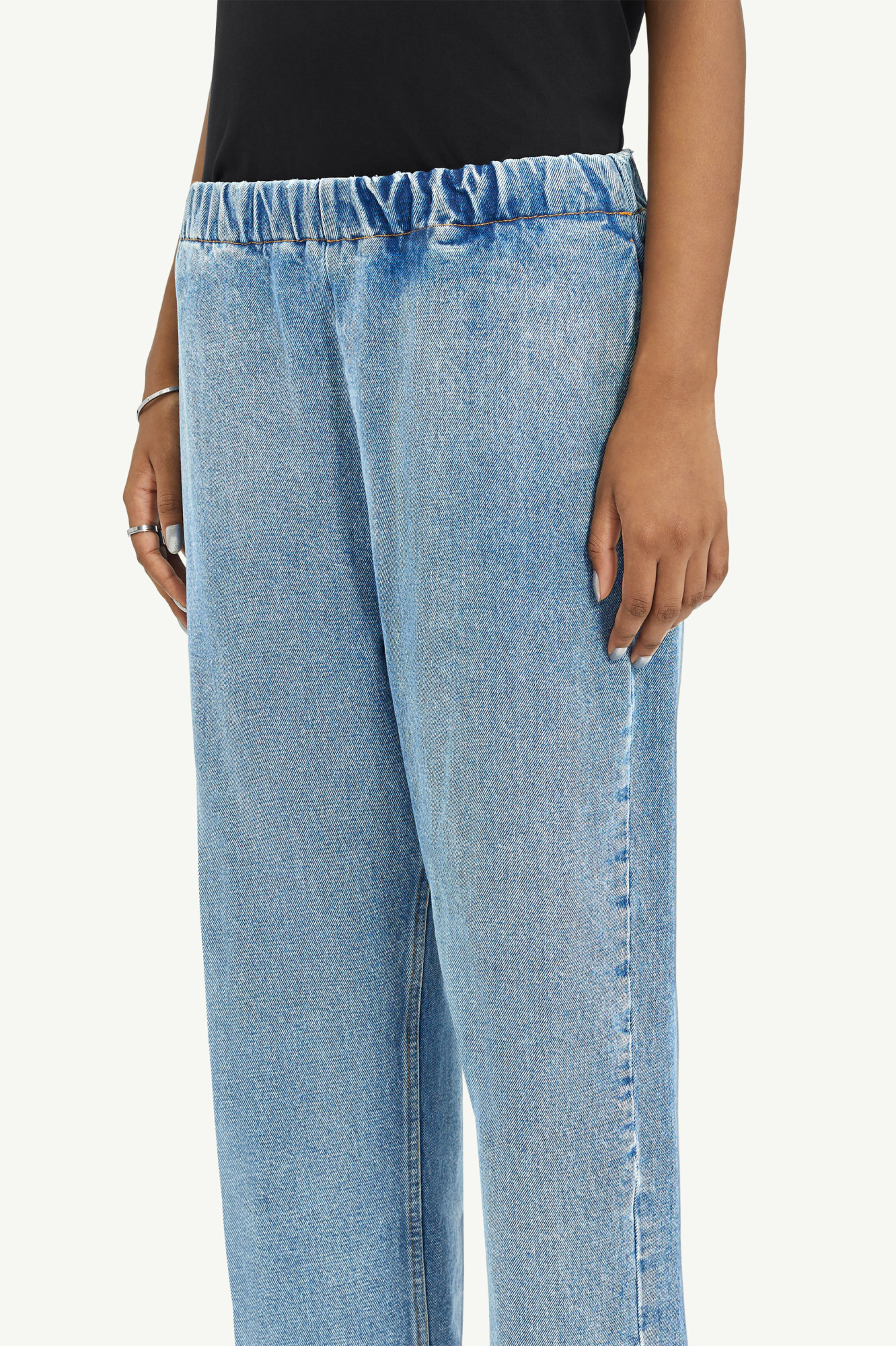 MM6 MAISON MARGIELA CROPPED BLUE DENIM TROUSERS 