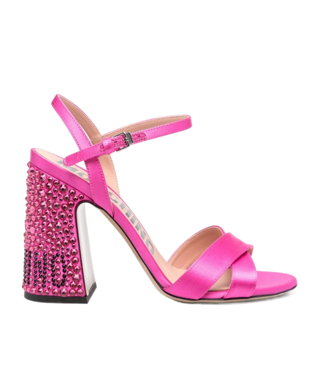 Moschino Crystal-embellished Block Heel Sandals In Pink